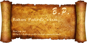 Bakos Patrícius névjegykártya